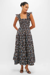 Chocolate Swedish Floral Ellie Maxi Nap Dress